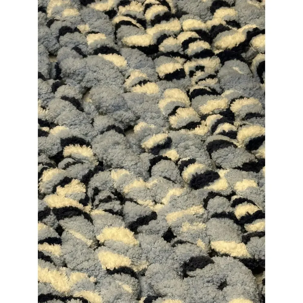 New Thick Chunky Chenille Handmade Hand Crochet Blue Multicolor Cozy Warm Throw